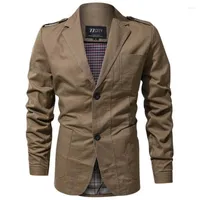 Мужские костюмы мода для мужской куртки Slim Fit Cotton Trend Washed Jackets Casual Blazer Masculino