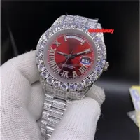 Silver Diamond Men's Watch Prong Set Diamond Bezel Roman Diamond Scale Fashion Watch Top Boutique Automatic Watch274j