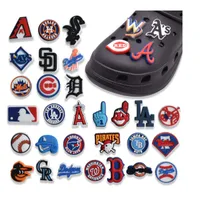 Charmos Sapato PVC Cartoon Croc Decora￧￣o Acess￳rios de fivela de fivela Pinos Bot￵es de charme Bot￵es esportivos de beisebol