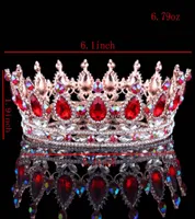 Diseños europeos Rey Rey Queen Crown Rhinestone Tiara Head Jewelry Quinceanera Crown Wedding Bride Tiaras Crowns Pageant5678304