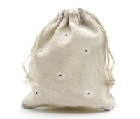 Sacs-cadeaux en lin de marguerite blanche 9x12cm 10x15cm 13x17cm pack de 50 Candy Favor Favor Bags porte-sacs de maquillage