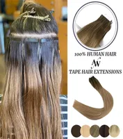 AW Tape in Extensions Human Hair Skin trame invisibile senza saldatura OMBER Blonde Colore 100 Natural W2204016884361