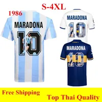 Thai quality 4XL 1986 Retro Argentina Maradona Home Soccer Jerseys 2021Boca Juniors home away Special Print Maradona Football Shir318O
