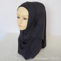 Scarves H1370 Plain Elastic Modal Jersey Cotton Long Scarf Soft Islamic Hijab Arabic Headwrap Rectangular Headcover