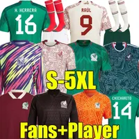 4xl 5xl 2022 Meksyk trzecie koszulki piłkarskie fanów Wersja gracza lozano Chicharito Raul Football Shirt dos Santos Long Sleeve Alvarez Men Kits Sock 2023 Bramkarz