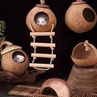 Small Animal Supplies Natural Pet Coconut Cages Cage for Hamster Guinea Pig Mice Squirrel Wooden House Rat Rodent Nest 221114