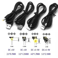 Câbles de téléphone portable 5V Cord d'alimentation du chargeur CC USB Un mâle à 2 1 2 5 0 7 4 0 1 7 3 5 1 35 5 5 mm Connecteur de prise de baril 221114