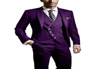 Fashion Purple Groom Tuxedos Peak Lapel Groomsmen Mens Wedding Dress Popular Man Jacket Blazer 3 Piece SuffajacketpantsVestie8722659