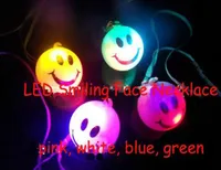 Ship 50pcs Mixed Color LED Flash 7 colors Changing Smiling Face Necklace Bag Cell Phone Guitar Pendants Kids Necklace Toy Chri3322064