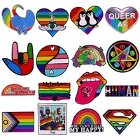 Schöne Regenbogenserie harte Emaille Pins sammeln LGBT Männer Frauen Metall Cartoon Brosche Rucksack Hat Bag Collar Revers Abzeichen