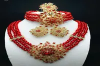 Longqu Brand Women Dubai colorful Jewelry Sets African Beads Jewelry Set Nigerian Wedding Party red Bead Design Sisters gifrs 21077991641