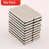 10pcs لكل Lot 30 15 3 Neodymium Magnet 30mm × 15mm by 3mm N35 NDFEB Block Super Strong Strong Magnetic Magnetic Imanes199s