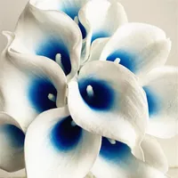 30pcs Callas Künstliche Calla Lily Blue Purple Heart Calla Lilies falsche Blume für Hochzeit Braut Bouquet Dekorative Blumen2804