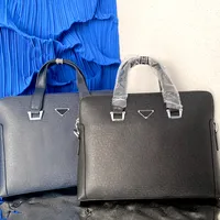 Luxury Men Shoulder Briefcase Black Leather Designer Handbag Business Laptop Bag Messenger Bags With Nameplates Totes Men&#039;s Luggage Computer