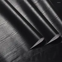 Hintergrundbilder 0,4x2 m schwarze Möbelaufkleber Holzkorn selbstklebender Handypapier Schränke Garderobe Schreibtisch wasserdichte Holztür-Renovierungsfilm