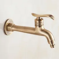 Long Bibcock Laundry Faucet Antique Brass Bathroom Mop Sink Faucets Outdoor Garden Crane Wall Mount Water Taps300C
