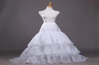 Gloednieuwe petticoats met trein voor formele kleding trouwjurk 3 lagen witblack grote bruiloft slip Underskirt bruids crinoline