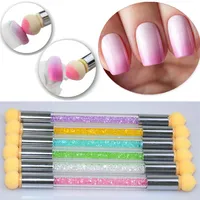 3pcs lotto manicure nail art gradiente ombreggiatura a punteggio di pittura spugna spugna doppia testa manuale maniglia gel utensili a pennello UV234v