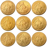 1923-1982 9PCs verschiedene Daten sowjetische russische 1 Chervonetz 10 Rubel CCCP UdSSR Briefed Edge Gold Plated Russland Münzen Copy205s