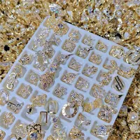100PCS Luxury Nail Charms Bulk Random Nail Zircon s Deocration Shiny Alloy Jewelry For Gold Nail Art Accessories 2205272468