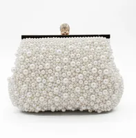 Sweet Shell Pearls Crystal Beaded Ladies Bridal Wedding Hand Bags Evening Party One Shoulder Small Clutch Dinner Bags Accessories7261226