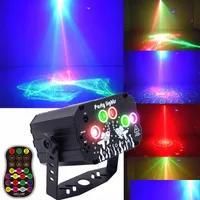 Laserbelysning Laser Disco Lighting Light Party DJ med fjärrkontroll Stage Lights Portable Sound Activated Ball LED Projector Lamp Dhqhk