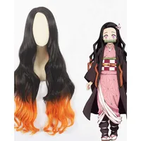 Cosplay Wigs HAIRJOY Synthetic Hair Demon Slayer Kamado Nezuko Cosplay Wig Long Curly Costume Wigs T221104