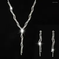Boucles d'oreilles de collier Set Yfjewe Righestone Crystal Elegant Shinning Jewelry for Women Wedding Bride Party N172