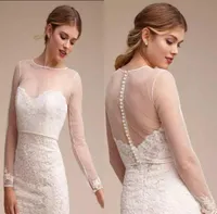 White Tulle Long Sleeve Bridal Bolero Ivory Wedding Jacket Transparent Custom Made Appliques Bridal Party Coat2659645