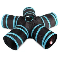 Cat Tunnel 5-Way Foldable Pet Toy Tunnel - Cat and Dog Game Pipe - Black blue225F