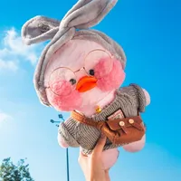 30cm sevimli lalafanfan kafe sarı ördek peluş oyuncak yaratıcı ördek doldurulmuş bebek yumuşak hayvan bebekleri bebek oyuncaklar için doğum günü hediyesi y200295y