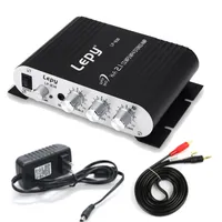Amplifiers With 12V3A Power Audio Cable Lepy LP 838 MINI Digital Hi Fi Car Power Amplifier 2 1CH Subwoofer Stereo BASS Audio Player 221114
