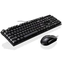 لوحة مفاتيح Office Wired Wired و Mouse Combos Classic Black Keyboard للكمبيوتر الشخصي كمبيوتر سطح المكتب HTHD181L