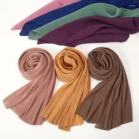 Bufandas llanuras plunas platado burbuja chif￳n instant￡neos chales dama de arrugas suaves y envolturas de arrugas y envolturas bufandas musulm￡n sjaal 180 45cm