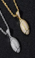 18k Gold Cubic Zirconia Basketball football Necklace 60cm Golden Chains Jewelry Set Copper Diamond Hip Hop Sport Football Pendant 2148833