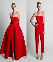 2019 Fashion Jumpsuit Evening Dresses With Convertible Skirt Satin Bow Back Sweetheart Strapless Waistband Weddings Guest Prom Gow5819981