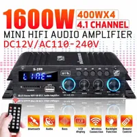 Wzmacniacze 4 400W 4 1 Kanał HiFi Bluetooth Power Wzmacniacz samochodowy teatr domowy cyfrowy amplifikat audio dla głośnika Bass USB SD Aux 221114