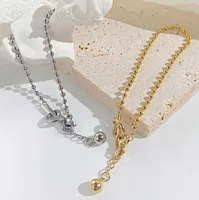 Charmearmbänder Einfacher Schmuck 18K Gold plattiert Armband wasserdichte Färbungsstahl Stahl runde Perlenkettenarmband für Frauen