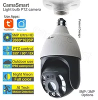 Dome Cameras Camnsmart 5MP Tuya Smart Outdoor Light Bulb Camera Wifi IP PTZ Color Night Home Security Auto Track Video Surveillanc