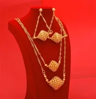 GLIGLI 24K ZŁOTE ZŁOTE Luksusowe zestawy biżuterii w Dubaju Afrykańskie prezenty ślubne Naszyjne kolczyki Zestaw biżuterii dla kobiet 2208086170059
