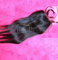 Nieprzetworzone peruwiańskie włosy jedwabna baza koronkowa zamknięcie 10quot26quot naturalny kolor jedwabisty prosty dziewicze ludzkie włosy Bellahair4732741