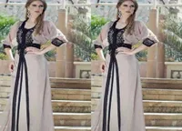 Винтажные черные кружевные платья Kaftan Arabic Jalabiya Moroccan Dubai Muslim 2019 Abaya в Dubai Long Prom Maxi Evening Dress Rope Mar2883564