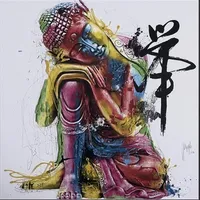 Buddha Feng Shui 손으로 칠한 현대 초상화 벽 예술 유화 캔버스 멀티 크기 PM032257I