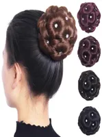 Women Clip in Hairpiece Extensions Curly Hair Synthetic Chignon Plastic Combs Elastic Bride Bun Frisyrer Updo1199138