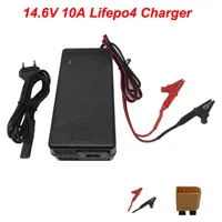 14 6V 12V 10A LIFEPO4 Chargeur de batterie pour 12 8V 4S Scooter Car Chargeur de phosphate de fer avec ventilateur Clip Clicodile XT60 XT90337U
