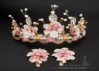 Luxe Crown Women Crystal Floral Tiara Pearl Jewelry Golden Bridal Crown Hair Wear Wedding Pography Accessoires Aide4018610