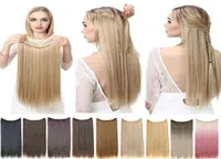 Sarla No Clip Halo Hair Extension Ombre Synthetisch kunstmatig Natural Fake False Lang kort recht haarstuk Blonde voor vrouwen 2206186186