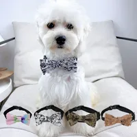 Designer Dog Collars Brand Bow Tie Decoration Söt och vackra hundar Letter Print Pets Collar Lämpliga för Teddy Pomeranian