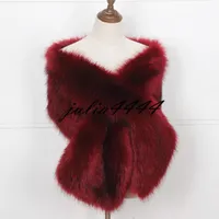 2019 Bourgogne Bridal Stick Wraps Colorful Faux Fur Ch￢le Femmes Winter Wrap For Girl Prom Cocktail Party Cheap en stock 11 couleurs C5951826