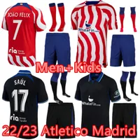 23/23 Atletico Madrids Maglie da calcio Morata Griezmann Joao Felix 2022 2023.Lorente Correa Koke Camisetas de futbol Lemar Carrasco Men Kit Kit Kit Shirt 888
